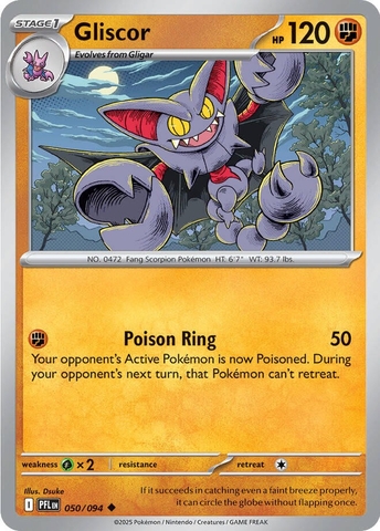 Thẻ hình Pokemon Gliscor 050/094 - Lá bài lẻ Phantasmal Flames Uncommon Reverse Holo tiếng Anh chính hãng