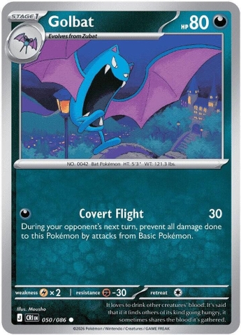 Thẻ hình Pokemon Golbat 050/086 - Lá bài lẻ Chaos Rising Common Reverse Holo tiếng Anh chính hãng
