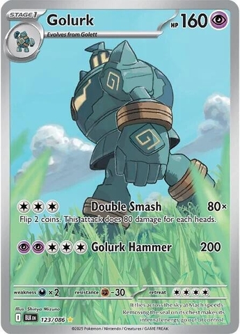 Thẻ hình Pokemon Golurk 123/086 - Lá bài lẻ Black Bolt Illustration Rare tiếng Anh chính hãng