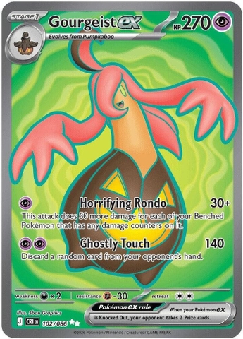Thẻ hình Pokemon Gourgeist ex 102/086 - Lá bài lẻ Chaos Rising Ultra Rare tiếng Anh chính hãng