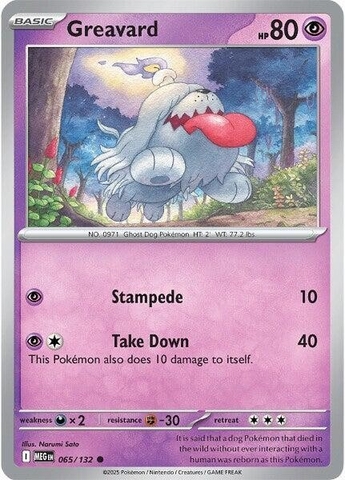 Thẻ hình Pokemon Greavard 065/132 - Lá bài lẻ Mega Evolution Base Set Common Reverse Holo tiếng Anh chính hãng