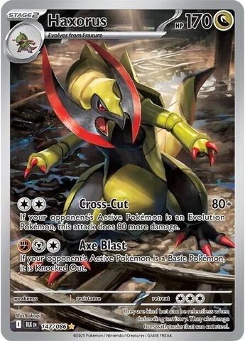 Thẻ hình Pokemon Haxorus 147/086 - Lá bài lẻ Black Bolt Illustration Rare tiếng Anh chính hãng