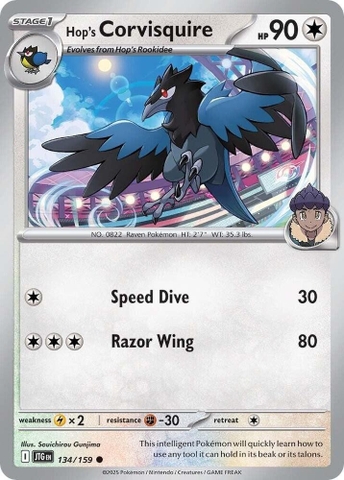 Thẻ hình Pokemon Hop's Corvisquire 134/159 - Lá bài lẻ Journey Together Common Reverse Holo tiếng Anh chính hãng