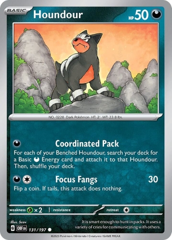Thẻ hình Pokemon Houndour 131/197 - Lá bài lẻ Obsidian Flames Common Reverse Holo tiếng Anh chính hãng
