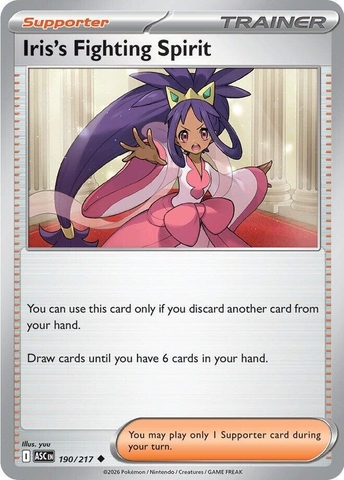 Thẻ hình Pokemon Iris's Fighting Spirit 190/217 - Lá bài lẻ Ascended Heroes Uncommon tiếng Anh chính hãng