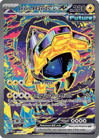 Thẻ hình Pokemon Iron Hands ex 154/131 - Lá bài lẻ Prismatic Evolutions Special Illustration Rare tiếng Anh chính hãng