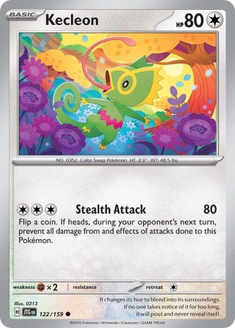 Thẻ hình Pokemon Kecleon 122/159 - Lá bài lẻ Journey Together Common Reverse Holo tiếng Anh chính hãng