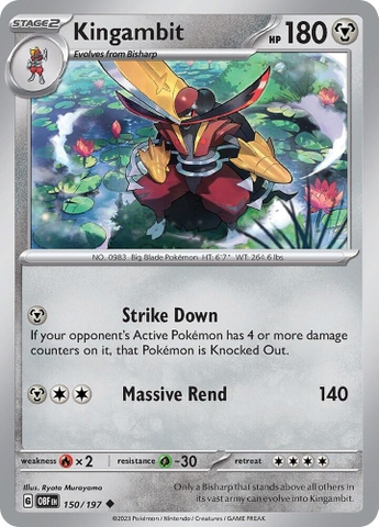 Thẻ hình Pokemon Kingambit 150/197 - Lá bài lẻ Obsidian Flames Uncommon Reverse Holo tiếng Anh chính hãng