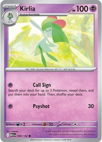 Thẻ hình Pokemon Kirlia 059/132 - Lá bài lẻ Mega Evolution Base Set Common Reverse Holo tiếng Anh chính hãng