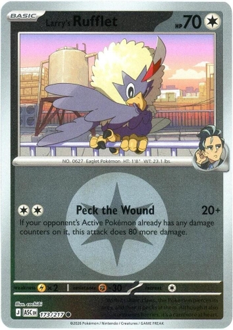 Thẻ hình Pokemon Larry's Rufflet 173/217 - Lá bài lẻ Ascended Heroes Common Poke Ball Holo tiếng Anh chính hãng