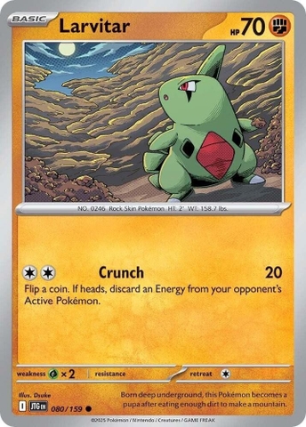Thẻ hình Pokemon Larvitar 080/159 - Lá bài lẻ Journey Together Common Reverse Holo tiếng Anh chính hãng