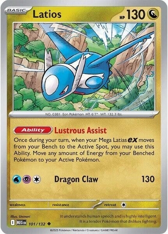 Thẻ hình Pokemon Latios 101/132 - Lá bài lẻ Mega Evolution Base Set Uncommon Reverse Holo tiếng Anh chính hãng