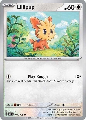 Thẻ hình Pokemon Lillipup 074/086 - Lá bài lẻ White Flare Common Reverse Holo Poke Ball Holo tiếng Anh chính hãng