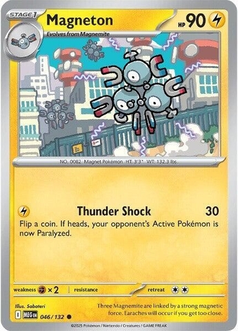 Thẻ hình Pokemon Magneton 046/132 - Lá bài lẻ Mega Evolution Base Set Common Reverse Holo tiếng Anh chính hãng
