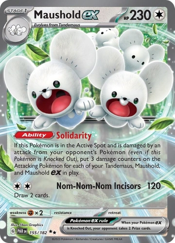 Thẻ hình Pokemon Maushold ex 155/182 - Lá bài lẻ Paradox Rift Double Rare tiếng Anh chính hãng