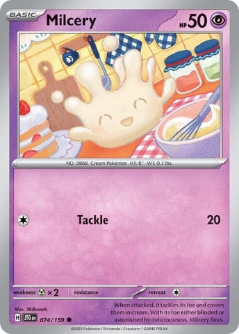 Thẻ hình Pokemon Milcery 074/159 - Lá bài lẻ Journey Together Common Reverse Holo tiếng Anh chính hãng