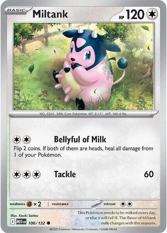 Thẻ hình Pokemon Miltank 106/132 - Lá bài lẻ Mega Evolution Base Set Common Reverse Holo tiếng Anh chính hãng