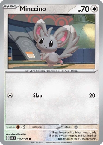 Thẻ hình Pokemon Minccino 125/159 - Lá bài lẻ Journey Together Common Reverse Holo tiếng Anh chính hãng