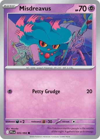 Thẻ hình Pokemon Misdreavus 035/094 - Lá bài lẻ Phantasmal Flames Common Reverse Holo tiếng Anh chính hãng