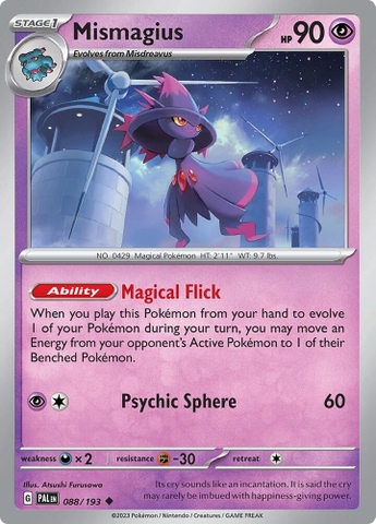 Thẻ hình Pokemon Mismagius 088/193 - Lá bài lẻ Paldea Evolved Uncommon Reverse Holo tiếng Anh chính hãng