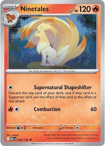 Thẻ hình Pokemon Ninetales 020/132 - Lá bài lẻ Mega Evolution Base Set Uncommon Reverse Holo tiếng Anh chính hãng