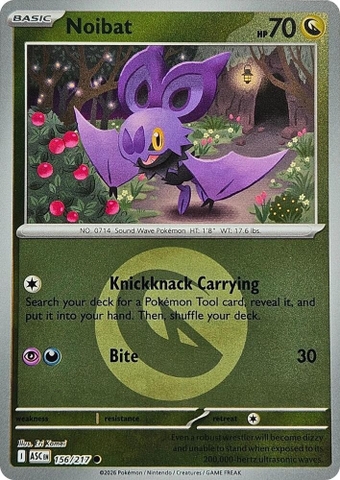Thẻ hình Pokemon Noibat 156/217 - Lá bài lẻ Ascended Heroes Common Energy Symbol Holo tiếng Anh chính hãng
