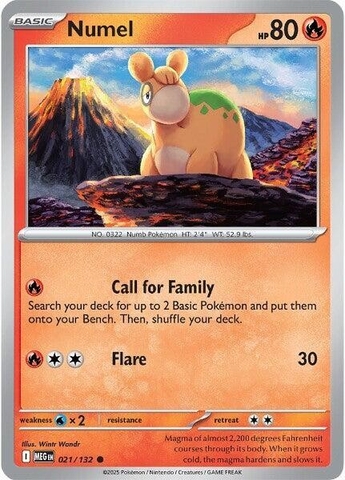 Thẻ hình Pokemon Numel 021/132 - Lá bài lẻ Mega Evolution Base Set Common Reverse Holo tiếng Anh chính hãng