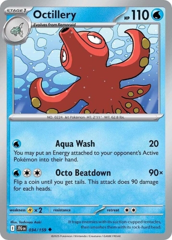 Thẻ hình Pokemon Octillery 034/159 - Lá bài lẻ Journey Together Uncommon Reverse Holo tiếng Anh chính hãng