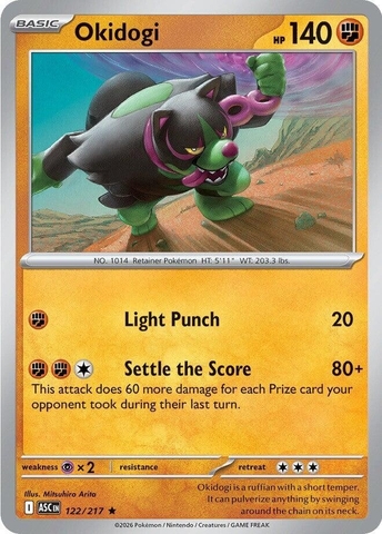 Thẻ hình Pokemon Okidogi 122/217 - Lá bài lẻ Ascended Heroes Holo Rare tiếng Anh chính hãng