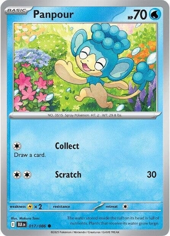 Thẻ hình Pokemon Panpour 017/086 - Lá bài lẻ Black Bolt Common Reverse Holo tiếng Anh chính hãng