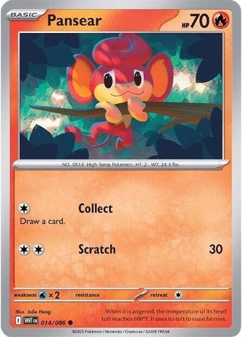 Thẻ hình Pokemon Pansear 014/086 - Lá bài lẻ White Flare Common Reverse Holo tiếng Anh chính hãng