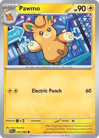 Thẻ hình Pokemon Pawmo 033/094 - Lá bài lẻ Phantasmal Flames Common Reverse Holo tiếng Anh chính hãng