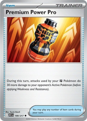 Thẻ hình Pokemon Premium Power Pro 199/217 - Lá bài lẻ Ascended Heroes Uncommon tiếng Anh chính hãng