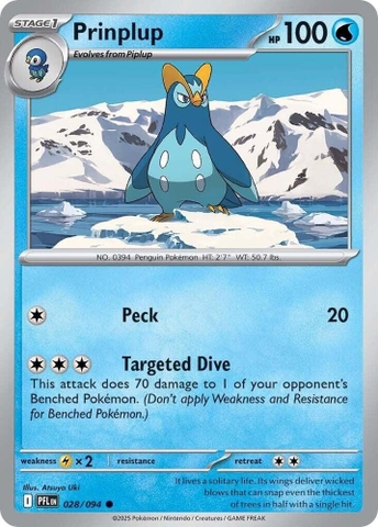 Thẻ hình Pokemon Prinplup 028/094 - Lá bài lẻ Phantasmal Flames Common Reverse Holo tiếng Anh chính hãng