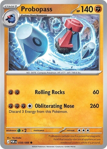 Thẻ hình Pokemon Probopass 038/088 - Lá bài lẻ Perfect Order Common Reverse Holo tiếng Anh chính hãng
