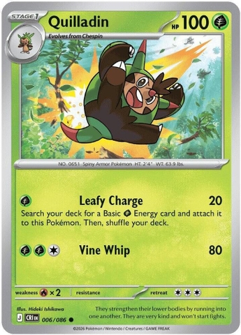 Thẻ hình Pokemon Quilladin 006/086 - Lá bài lẻ Chaos Rising Common Reverse Holo tiếng Anh chính hãng