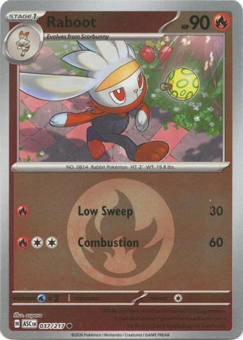 Thẻ hình Pokemon Raboot 037/217 - Lá bài lẻ Ascended Heroes Common Energy Symbol Holo tiếng Anh chính hãng