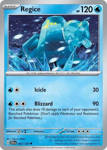 Thẻ hình Pokemon Regice 042/159 - Lá bài lẻ Journey Together Uncommon Reverse Holo tiếng Anh chính hãng