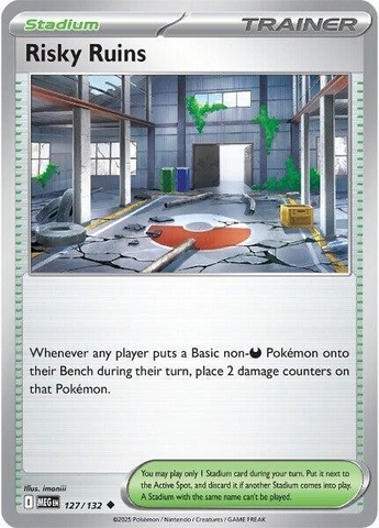 Thẻ hình Pokemon Risky Ruins 127/132 - Lá bài lẻ Mega Evolution Base Set Uncommon tiếng Anh chính hãng