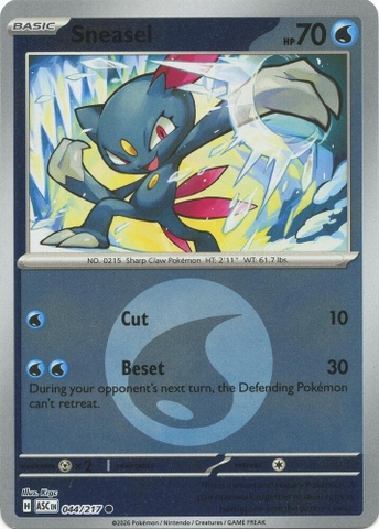 Thẻ hình Pokemon Sneasel 044/217 - Lá bài lẻ Ascended Heroes Common Energy Symbol Holo tiếng Anh chính hãng