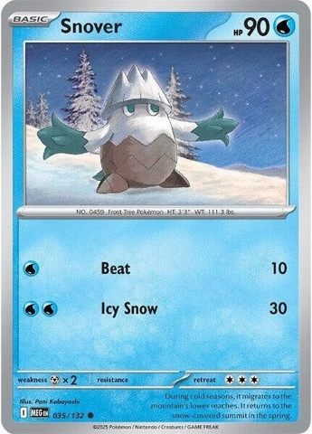 Thẻ hình Pokemon Snover 035/132 - Lá bài lẻ Mega Evolution Base Set Common Reverse Holo tiếng Anh chính hãng