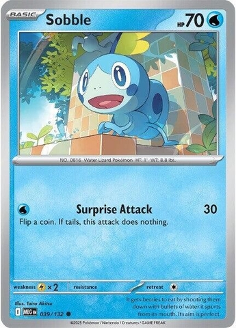 Thẻ hình Pokemon Sobble 039/132 - Lá bài lẻ Mega Evolution Base Set Common Reverse Holo tiếng Anh chính hãng