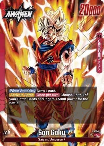 Thẻ hình Dragon Ball Son Goku FS01-01 Leader - Lá bài lẻ Son Goku FS01 tiếng Nhật chính hãng