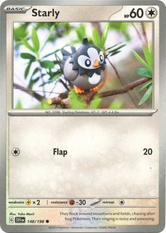 Thẻ hình Pokemon Starly 148/198 - Lá bài lẻ Scarlet & Violet Base Set Common Reverse Holo tiếng Anh chính hãng