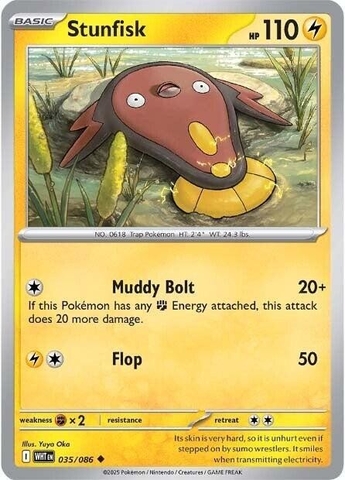 Thẻ hình Pokemon Stunfisk 035/086 - Lá bài lẻ White Flare Uncommon Reverse Holo tiếng Anh chính hãng