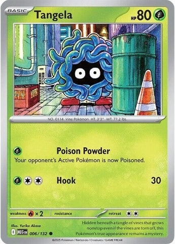 Thẻ hình Pokemon Tangela 006/132 - Lá bài lẻ Mega Evolution Base Set Common Reverse Holo tiếng Anh chính hãng