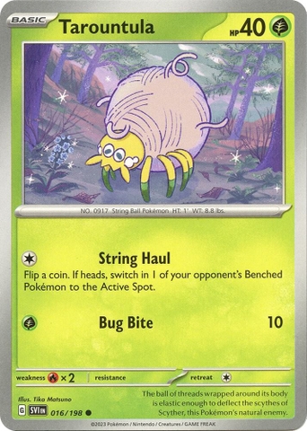 Thẻ hình Pokemon Tarountula 016/198 - Lá bài lẻ Scarlet & Violet Base Set Common Reverse Holo tiếng Anh chính hãng