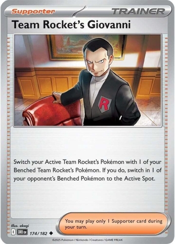 Thẻ hình Pokemon Team Rocket's Giovanni 174/182 - Lá bài lẻ Destined Rivals Uncommon tiếng Anh chính hãng