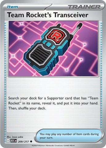 Thẻ hình Pokemon Team Rocket's Transceiver 209/217 - Lá bài lẻ Ascended Heroes Uncommon tiếng Anh chính hãng