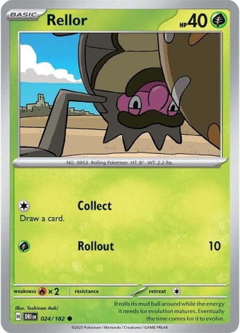 Thẻ hình Pokemon Rellor 024/182 - Lá bài lẻ Destined Rivals Common Reverse Holo tiếng Anh chính hãng
